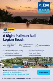 ALDI catalogue Page 8: pullman HOTELS AND RESORTS From $1,399 per person, twin share* Valued up to $1,900pp Ex MEL/ADL
