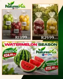 Take 'n Pay catalogue Page 2: NaturesPick Assorted Apples €13,99, NaturesPick Watermelon €15,99