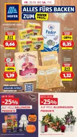 Hofer Flugblatt Seite 1: Bellasan Margarinewürfel €0,66, Fini's Feinstes Keksmehl €1,39