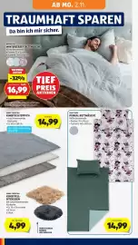 Hofer Flugblatt Seite 34: Novitesse Perkal Bettwäsche €14,99, Home Creation Kunstfellteppich €14,99