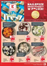 Kaufland gazetka tydzień 44 Strona 28: Śledziki w sosie salsa €1,99, Filety śledziowe z żurawiną €2,69