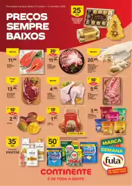 Folheto Continente semana 44 Página 1: Promoções e preços válidos 27 outubro - 2 novembro 2026. PREÇOS SEMPRE BAIXOS 25%