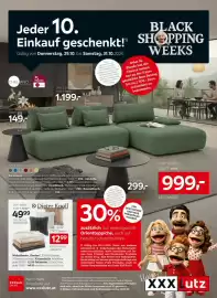 XXXLutz Prospekt woche 44 Seite 1: Dieter Knoll Felldecke €49,99, Beistelltisch €149,00
