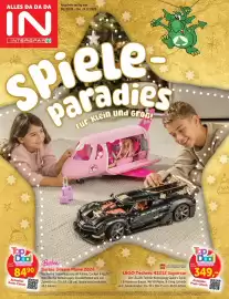 Interspar Flugblatt Seite 1: LEGO Technic 42232 Supercar €349,00, Barbie Dream Plane 2026 €84,90