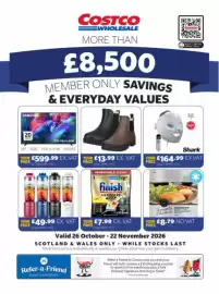 Costco leaflet Page 1: Chelsea boots €13,99, Samsung 55" Smart TV €599,99