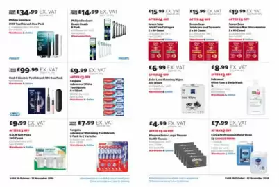 Costco leaflet Page 14: Zeiss Lens Cleaning Wipes €6,99, Sebamed olive face & body wash €8,99