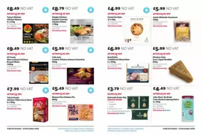 Costco leaflet Page 9: Cp Foods skin on roast chicken breast fillets €9,49, Weokey Hole Cave-Aged Cheddar €5,99
