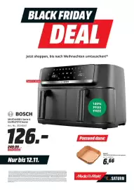 MediaMarkt Prospekt Seite 6: BOSCH MAFD440B1 Serie 4 Heißluftfritteuse €126,00, KOENIC Heißluftfritteusenbackpapier €6,66