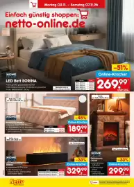 Netto Marken-Discount Prospekt woche 45 Seite 64: KOME DELUXE Polsterbett VELARA €189,99, LED-Wasserdampfkamin ODENA €329,99