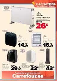 Folleto Carrefour Página 11: Home calefactor torre cerámico HTC2000-26 €43,00, Home calefactor hfh20br-26 €14,90