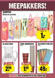 Dirck 3 folder week 44 Pagina 10: Gestreepte rietjes €0,49, GLAZEN KARAF €2,99