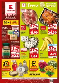 Kaufland gazetka tydzień 44 Strona 1: Kawa rozpuszczalna Jacobs Krönung €25,99, Pieczarki polskie Stąd Takie Dobre! €4,99