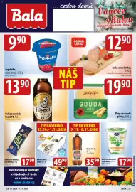 Bala leták Strana 1: Sedita Lina oplatka €17,90, Vodňanské kuřecí čtvrtky €49,90
