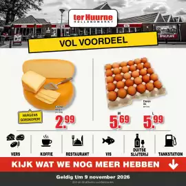 Ter Huurne Holland Markt folder Pagina 1: Gouda Belegen €2,99, Eieren €5,69