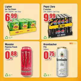Ter Huurne Holland Markt folder Pagina 2: Krombacher Pils €0,75, Lipton Ice Tea Green €6,99
