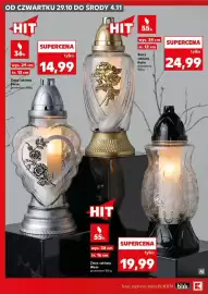 Kaufland gazetka tydzień 44 Strona 4: OD CZWARTKU 29.10 DO ŚRODY 4.11 HIT 36h wys. 29 cm śr. 13 cm Znicz szklany Serce