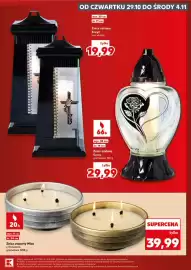 Kaufland gazetka tydzień 44 Strona 9: 20h wys. 9 cm śr. 24 cm Znicz otwarty Misa z 3 knotami, gramatura 1200 g OD CZWARTKU