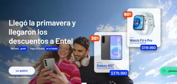 Catálogo Entel Página 2: Samsung - galaxy a57 €379.990,00, Huawei - watch fit 4 pro €119.990,00