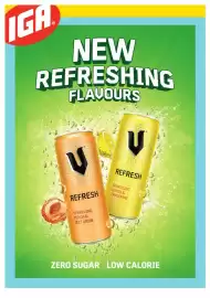 IGA catalogue week 43 Page 9: IGA NEW REFRESHING ሲሰ FLAVOURS V REFRESH REFRESH SPARKLING PEACH & NECTARINE SPARKLING LEMON &