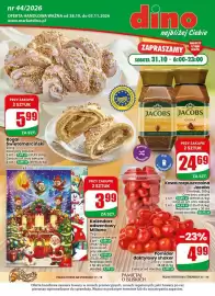 Dino gazetka tydzień 44 Strona 1: Kalendarz adwentowy Millano €3,99, Kawa rozpuszczalna Jacobs €24,69