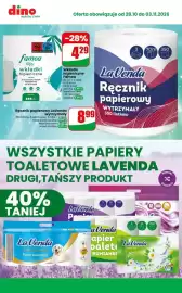 Dino gazetka tydzień 44 Strona 4: Papier toaletowy La Venda, Wkładki higieniczne Famea €4,29