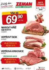ZEMAN leták týden 45 Strana 1: Masový kříž od kýty €69,90, Vepřový bok €69,90