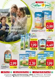 Spar Flugblatt Seite 1: Bio-Walnüsse gerieben €2,39, Bio-Mandeln gerieben €1,99