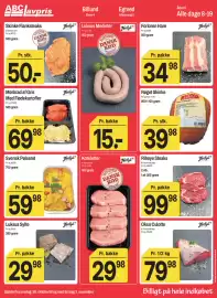 ABC Lavpris tilbudsavis uge 44 Side 9: Skinke Flanksteaks €50,00, Svensk Pølseret €59,98