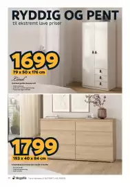 Megaflis kundeavis Side 24: Tvilum Nova kommode eik 6 skuffer 6 skuffer €1.799,00, Lind Base garderobeskap hvit €1.699,00