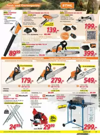 Zgonc Flugblatt Seite 13: Sägeketten-Schärfgerät GC-CS 85 E Einhell €29,99, Einhell Metall-Sägebock KSB 101 €24,99