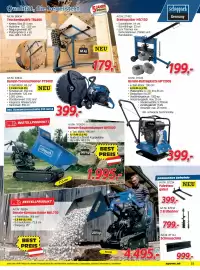 Zgonc Flugblatt Seite 15: Benzin-Rüttelplatte HP1200S €399,00, Steinspalter HSC130 €199,00