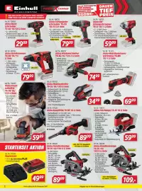 Zgonc Flugblatt Seite 2: Einhell Starterset €49,99, Akku-Stichsäge TE-JS 18 Li Solo €59,99