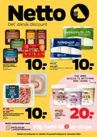 Netto tilbudsavis uge 44 Side 1: Velsmag hakket grisekød €10,00, Løgismose økologisk skyr €20,00