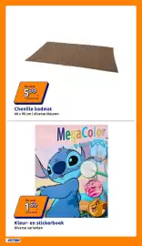 Action folder week 44 Pagina 15: Chenille badmat €5,99, Kleur- en stickerboek €1,59