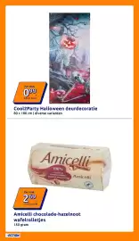 Action folder week 44 Pagina 37: Amicelli chocolade-hazelnoot wafelrolletjes €2,69, Cool2Party Halloween deurdecoratie €0,99