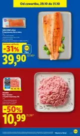 Lidl gazetka Strona 17: Pstrąg tęczowy, filet ze skórą €39,90, RZEŹNIK Mięso mielone z łopatki wieprzowej, XXL €10,99