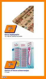 Action folder week 45 Pagina 17: Kerst inpakpapier €0,74, Dames of heren scheermesjes €1,99