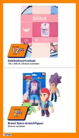 Action folder week 45 Pagina 8: Dekbedovertrekset €12,95, Brawl Stars-stretchfiguur €2,99