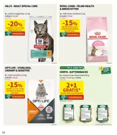 Horta folder Pagina 10: Hill's adult special care €22,60, Feline health & breed kitten €27,16