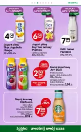 Żabka gazetka tydzień 44 Strona 48: Jogurt pitny Skyr bez laktozy Piątnica €6,50, Jogurt pitny Skyr Jogobella Mango €4,50
