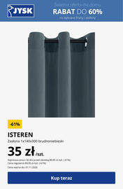 JYSK gazetka tydzień 44 Strona 24: Zasłona Isteren 1x140x300 brudnoniebieski €35,00