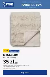 JYSK gazetka tydzień 44 Strona 13: Koc Myggblom 130x170 cm beżowy €35,00
