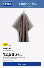 JYSK gazetka tydzień 44 Strona 6: Ręcznik Torsby 50x90 cm szary €12,50