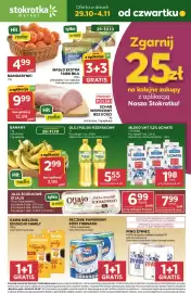 Stokrotka gazetka tydzień 44 Strona 1: Mleko UHT 3,2% Uchate €1,98, Ręcznik papierowy Foxy Tornado