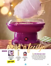 Albert Heijn Allerhande Pagina 15: AH Excellent Suikerspinstokjes, 20 stuks €1,49, AH Excellent Suikerspinmachine €18,99