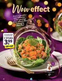 Albert Heijn Allerhande Pagina 20: AH Excellent Zalm tartaar €4,99, AH excellent glazen serveerkerstballen €3,99