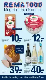 REMA 1000 tilbudsavis uge 45 Side 1: Silverboom Sydafrikansk rød- eller hvidvin €40,00, Karolines Køkken Risalamande €12,00