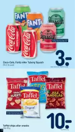 REMA 1000 tilbudsavis uge 45 Side 12: Taffel chips eller snacks €10,00, Coca-Cola, Fanta eller Tuborg Squash €3,00