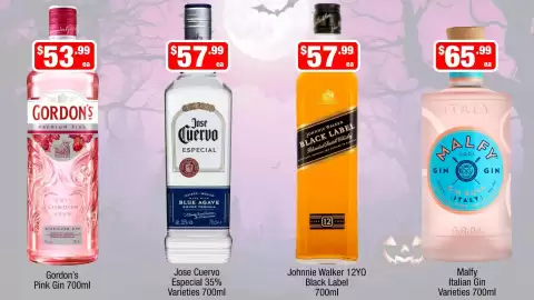 Liquor Stax catalogue Page 10: Gordon's Pink Gin €53,99, Jose Cuervo Especial 35% Varieties €57,99