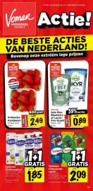 Vomar Voordeelmarkt folder Pagina 1: Hollandse Aardbeien €2,49, Verkade chocolade repen €2,09